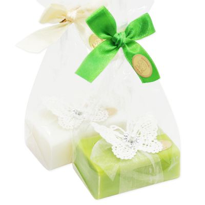 Sheepmilk soap 100g, decorated with a butterfly in a cellophane, Classic/pear 