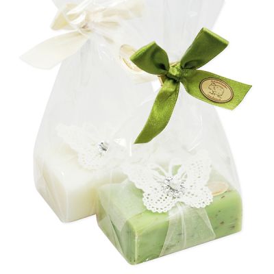 Sheep milk soap 100g, decorated with a butterfly in a cellophane, Classic/verbena 