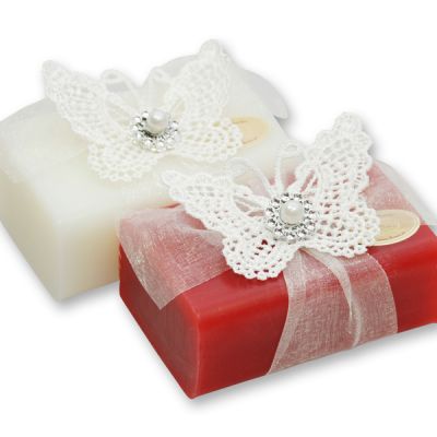 Sheep milk soap 100g decorated with a butterfly, Classic/pomegranate 
