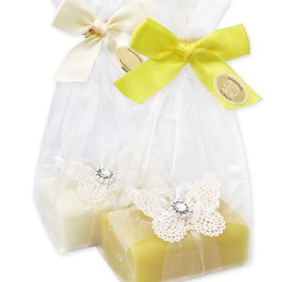Sheep milk soap 100g decorated with a butterfly in a cellophane, Classic/chamomile 