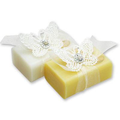 Sheep milk soap 100g, decorated with a butterfly, Classic/chamomile 