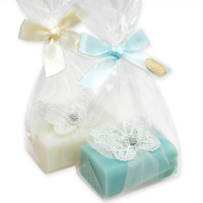 Sheep milk soap 100g decorated with a butterfly in a cellophane, Classic/salt soap 