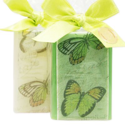 Sheep milk soap 100g, decorated with a butterfly ribbon in a cellophane, Classic/apple 