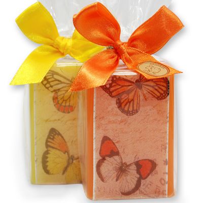 Sheep milk soap 100g, decorated with a butterfly ribbon, Freesia/frangipani 