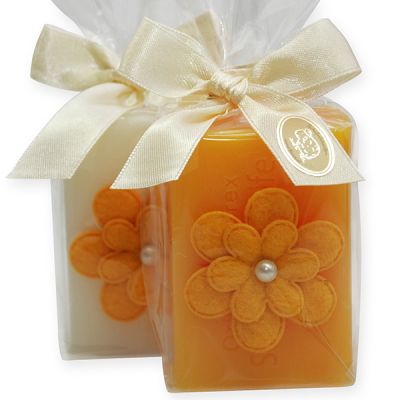 Sheep milk soap 100g decorated with a flower in a cellophane, Classic/honey 