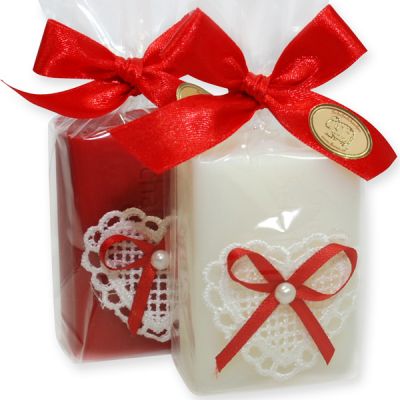 Sheep milk soap 100g decorated with a heart in a cellophane, Classic/rose 