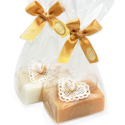 Sheep milk soap 100g, decorated with a heart in a cellophane, Classic/quince 