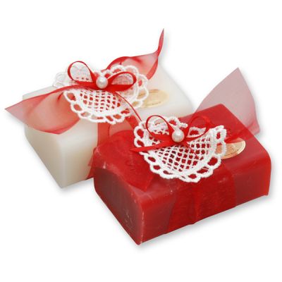 Sheep milk soap 100g decorated with a heart, Classic/pomegranate 