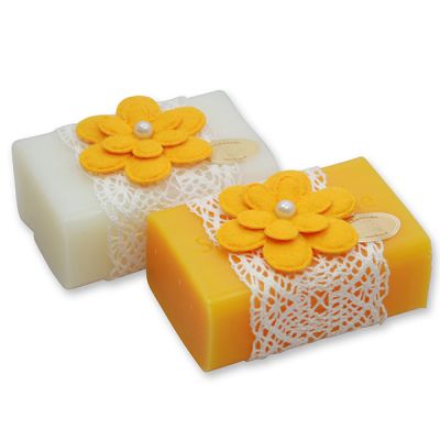 Sheep milk soap 100g, decorated with a flower, Classic/honey 