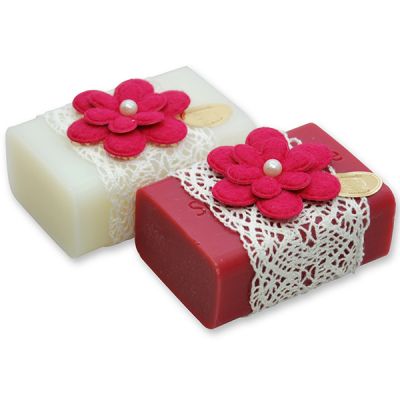 Sheep milk soap 100g, decorated with a flower, Classic/mallow blossom 