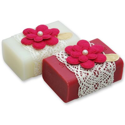 Sheep milk soap 100g decorated with a flower, Classic/mallow blossom 
