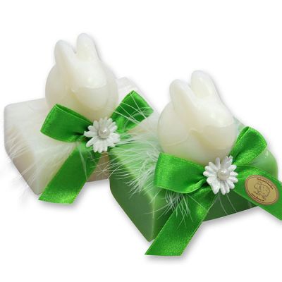 Sheep milk soap 100g decorated with a soap rabbit 40g, Classic/apple 