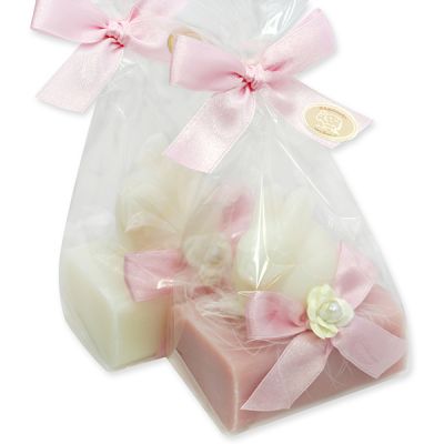 Sheep milk soap 100g, decorated with a rabbit 40g in a cellophane, Classic/Japanese cherry 