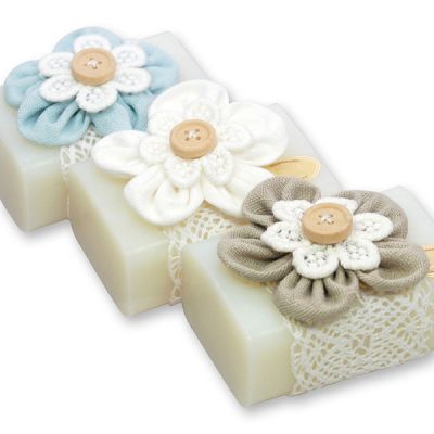 Sheep milk soap 100g, decorated with a flower, Classic 