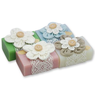 Sheep milk soap 100g, decorated with a flower, sorted 