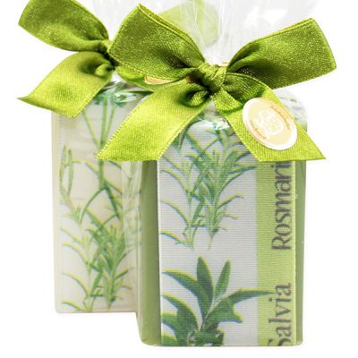 Sheep milk soap 100g decorated with a herbs-ribbon in a cellophane, Classic/rosemary 