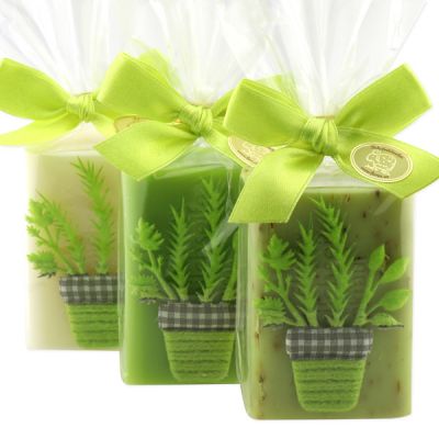 Sheep milk soap 100g decorated with a herb-ribbon in a cellophane, sorted 