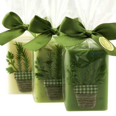 Sheep milk soap 100g decorated with a herb-ribbon in a cellophane, sorted 