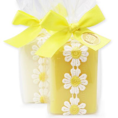 Sheep milk soap 100g decorated with a flower ribbon in a cellophane, Classic/chamomile 