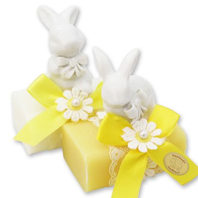 Sheep milk soap 100g, decorated with a rabbit, Classic/chamomile 
