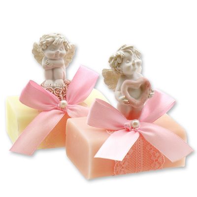 Sheep milk soap 100g decorated with an angel-igor, Classic/Peony 
