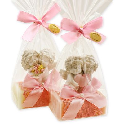 Sheep milk soap 100g decorated with an angel-igor in a cellophane bag, Classic/Magnolia 