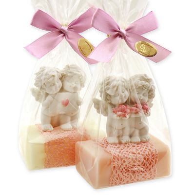 Sheep milk soap 100g decorated with an angel-igor in a cellophane bag, Classic/Magnolia 