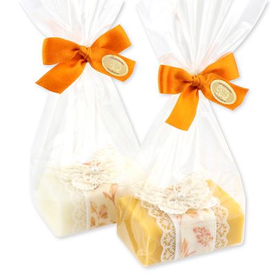 Sheep milk soap 100g, decorated with a butterfly in a cellophane, Classic/Marigold 