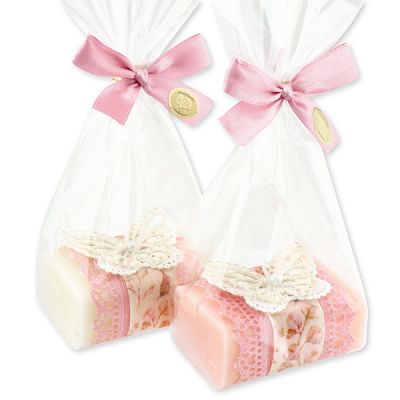 Sheep milk soap 100g, decorated with a butterfly in a cellophane, Classic/Peony 