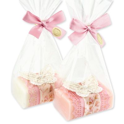 Sheep milk soap 100g decorated with a butterfly in a cellophane, Classic/Peony 