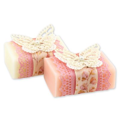 Sheep milk soap 100g, decorated with a butterfly, Classic/Peony 