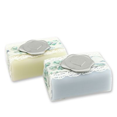 Sheep milk soap 100g decorated with a heart-seal, Classic/forget-me-not 