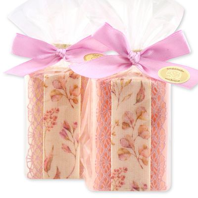 Sheep milk soap 100g decorated with a ribbon in a cellophane, Classic/Peony 