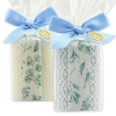 Sheep milk soap 100g, decorated with a ribbon in a cellophane, Classic/forget-me-not 