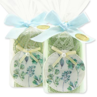 Sheep milk soap 100g decorated with a ribbon in a cellophane, Classic/cucumber 