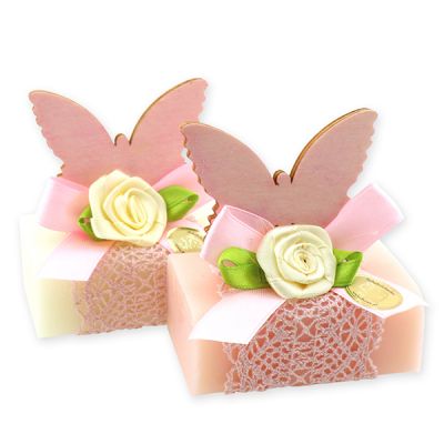 Sheep milk soap 100g decorated with a butterfly, Classic/Peony 