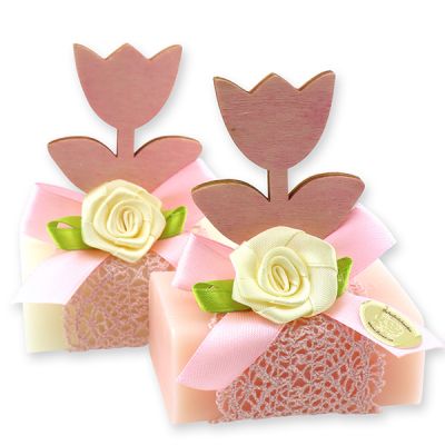 Sheep milk soap 100g decorated with a tulip, Classic/Peony 