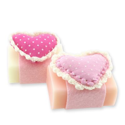 Sheep milk soap 100g decorated with a heart, Classic/Peony 