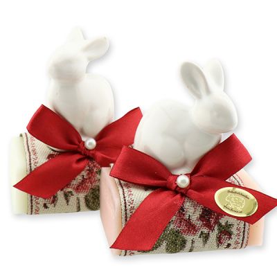 Sheep milk soap 100g decorated with a rabbit, Classic/Peony 