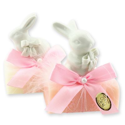 Sheep milk soap 100g decorated with a rabbit, Classic/Peony 