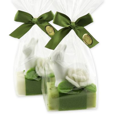 Sheep milk soap 100g decorated with a rabbit in a cellophane bag, Classic/Verbena 