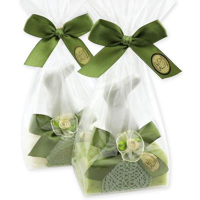 Sheep milk soap 100g decorated with a rabbit in a cellophane bag, Classic/Verbena 