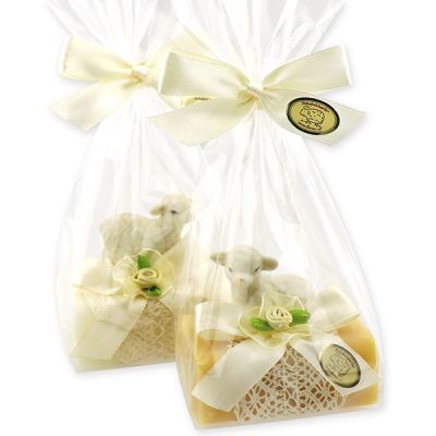 Sheep milk soap 100g decorated with a lamb in a cellophane bag, Classic/Swiss pine 