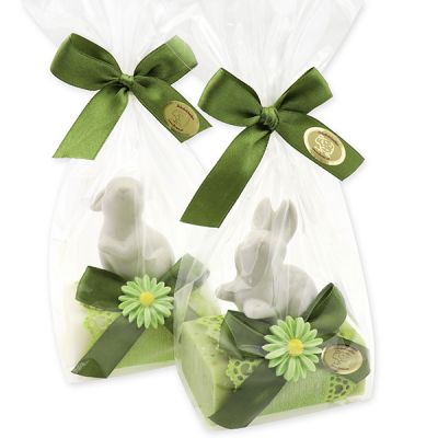 Sheep milk soap 100g decorated with a rabbit in a cellophane bag, Classic/Verbena 