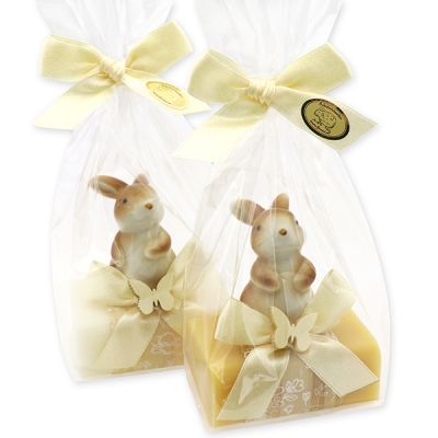 Sheep milk soap 100g decorated with a rabbit in a cellophane bag, Classic/Swiss pine 