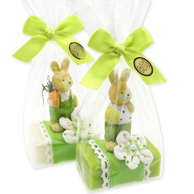 Sheep milk soap 100g decorated with a rabbit in a cellophane bag, Classic/Pear 
