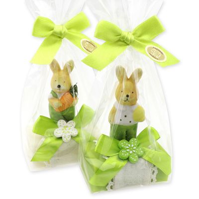 Sheep milk soap 100g decorated with a rabbit in a cellophane bag, Classic/Pear 