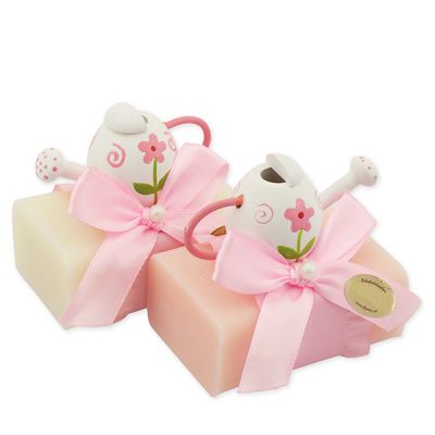 Sheep milk soap 100g decorated with a watering can, Classic/peony 