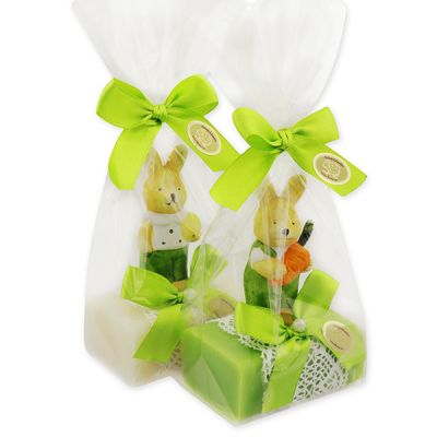 Sheep milk soap 100g decorated with a rabbit in a cellophane, Classic/Pear 