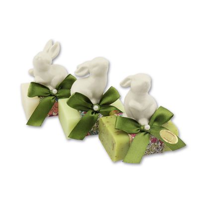 Sheep milk soap 100g decorated with a rabbit, Classic/verbena/meadow flower 